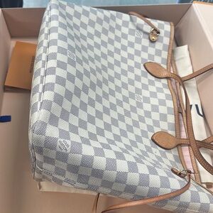 Louis Vuitton Paris Checkered Designer - Cream and Tan PM